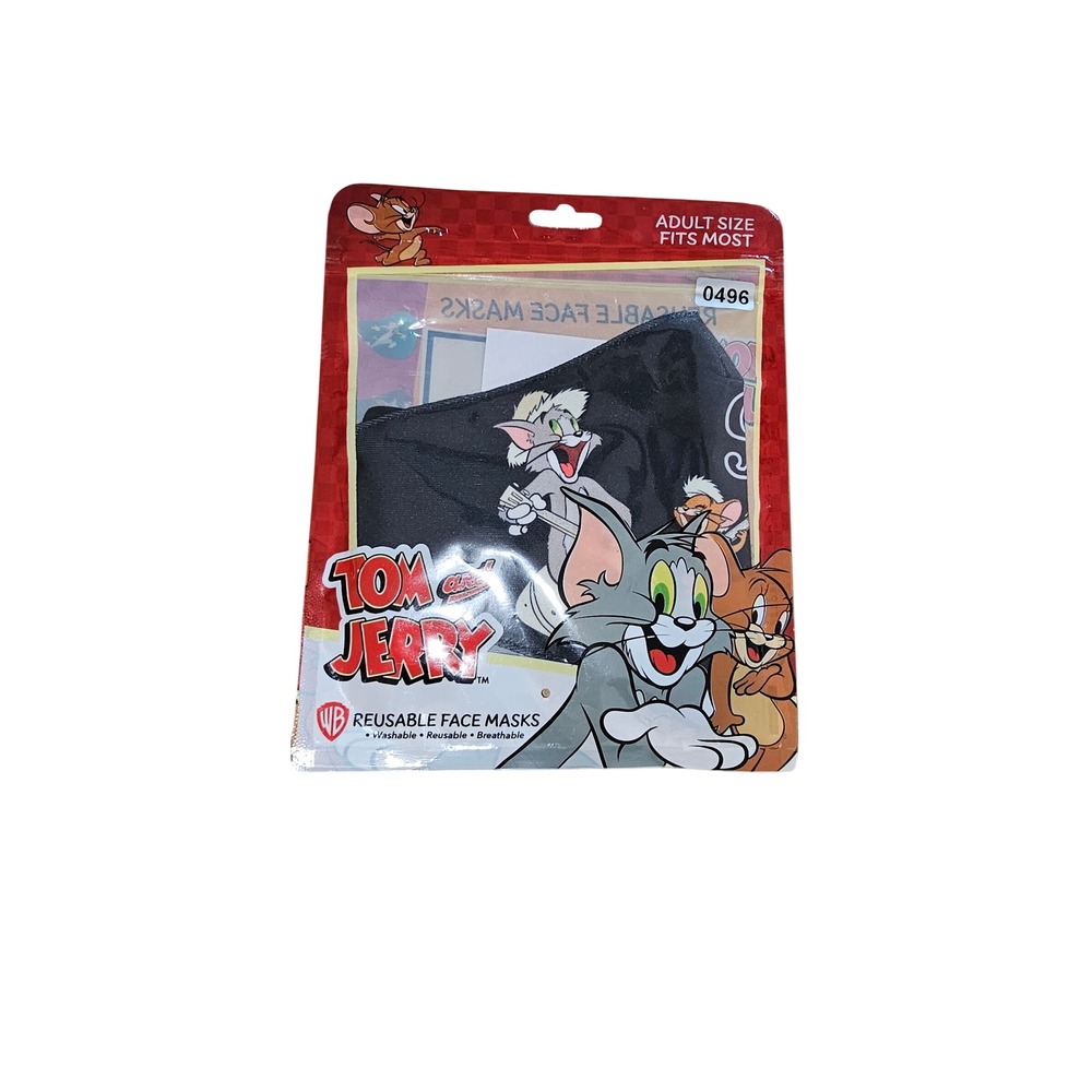 Tom and Jerry Reusable Face Mask Adult Size Black Warner Bros Cartoon WB 496-496
